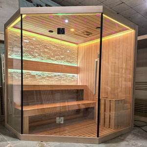 غرفة ساونا تقليدية جافة من خشب الهيملوك الكندي الصلب مع حجر ثقافي للمنازل والفلل - Product Image 1