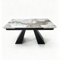Table à manger rectangulaire extensible moderne en gros, surface en pierre frittée, gain de place, pour salon intérieur