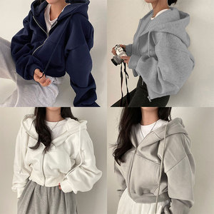 <span class=keywords><strong>Felpa</strong></span> Corta Oversize <span class=keywords><strong>con</strong></span> <span class=keywords><strong>Cappuccio</strong></span> e <span class=keywords><strong>Zip</strong></span> da <span class=keywords><strong>Donna</strong></span>, Manica Lunga, Casual, per Tutti i Giorni, Cappotto Sportivo <span class=keywords><strong>con</strong></span> Cerniera da <span class=keywords><strong>Donna</strong></span> - Product Image 3