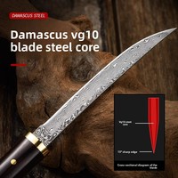 Couteau de cuisine/à désosser/à fruits en acier Damas VG10 haute dureté, ambidextre, manche en bois, tranchant, 9,5 cm, multi-outils