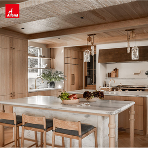 Armoires de rangement hautes Allandcabinet, porte en placage, bois massif, style fermier, armoires de cuisine en bois d'érable et accessoires - Product Image 3