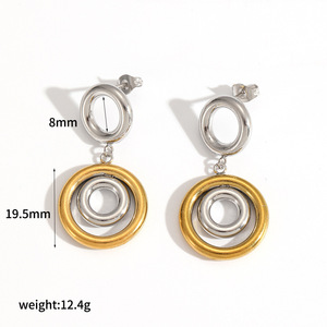 Pendientes de Acero Inoxidable con Forma de Círculo Geométrico, Color Oro, Plata y Multicolor, Joyería de Moda para Fiestas - Product Image 5