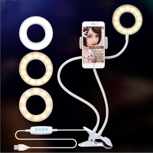 Lampe LED flexible 2-en-1 à clipser pour téléphone, lumière d'appoint pour diffusion en direct, support de 9 cm, réglage progressif, lumière de beauté rotative - Product Image 3
