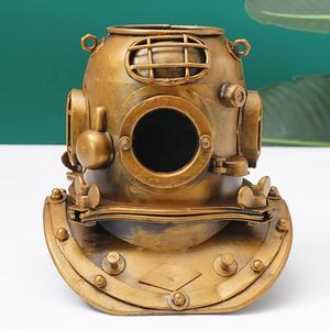 धातु डाइविंग हैड मॉडल रेट्रो हैट मॉडल मूर्ति पेंसिल कप प्राचीन कालीन पेन कंटेनर धारक घर कार्यालय सजावट - Product Image 2
