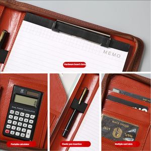 Porte-documents professionnel personnalisé en cuir PU avec fermeture éclair - Housse pour tablette, rangement, calculatrice, bloc-notes - Product Image 4