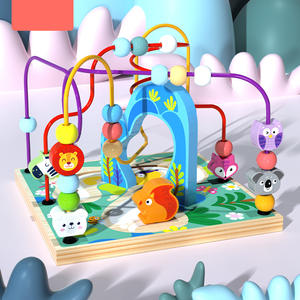 Butoir en bois Montessori pour bébés, jouet multifonctionnel, cube, perle pour enfant, labyrinthe, forme d'animal, classification, horloge, apprentissage - Product Image 3