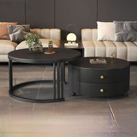 Table basse en marbre, design italien, structure en acier inoxydable doré, ensemble rond, durable et écologique pour la maison, l'hôtel, le salon, l'entrée