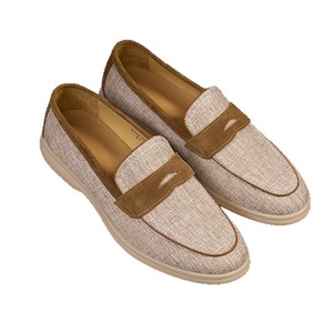 Zapatos retro de lino para hombre, nuevo estilo de verano, zapatos de cuero con patchwork, para uso diario informal, zapatos bajos sin cordones de una sola pieza. - Product Image 5