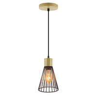 Lámpara Colgante LED de Madera para Mesa de Comedor, 220V, Estilo Nórdico Moderno, Lámpara de Techo Artística con Jaula de Hierro para Interiores