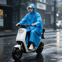 Imperméable bleu en EVA pour adultes, réutilisable, imperméable, avec capuche, impression de logo personnalisée, vente en gros