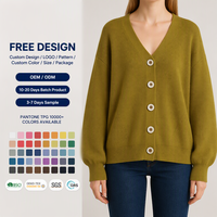 Cardigan surdimensionné personnalisé pour femme, col en V, jaune moutarde, épaules tombantes, manches longues, vente en gros d'usine OEM ODM, hiver
