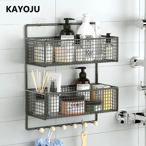 Factory Custom Tier <strong>Hanging</strong> <strong>Shower</strong> <strong>Caddy</strong> Black Bathroom Shelves Storage No Drill <strong>Hanging</strong> Wall Bathroom <strong>Shower</strong> <strong>Caddies</strong> with Hook - Product Image 2