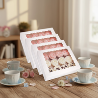 Boîtes en papier blanc pliables personnalisées avec fenêtre, 6, 12 ou 24 trous, mini boîtes à cupcakes, emballage pour cupcakes, boîte à gâteau de mariage