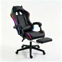 Silla de Juego Giratoria de Cuero PU Personalizada, OEM ODM, Estilo Ergonómico de Carreras con Soporte Lumbar, Luz RGB, Venta al Por Mayor, Pedidos al Por Mayor