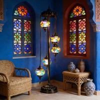 Lustre Créatif Globe en Gros, Lampadaire Mosaïque en Verre Turc Marocain pour Salon, Chambre et Bureau