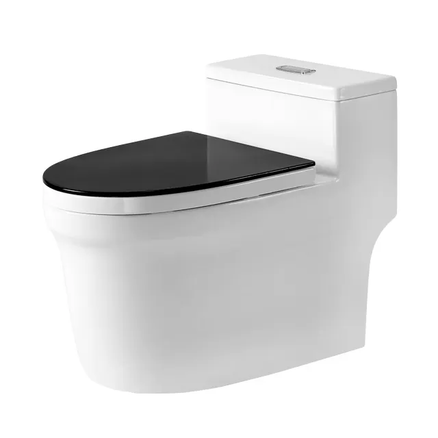 Baru 1 Buah Memanjang Toilet Sanitasi Kamar Mandi Inodoro De Lujo Toilet Porselen dengan Penutup Hitam