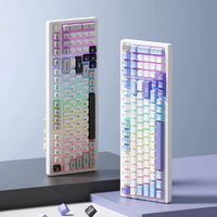 Fenglingdu F98 Teclado mecánico 98 Junta de diseño Intercambio en caliente Tres modos Inalámbrico BT 2,4g RGB Teclados para juegos Soporte Json Via