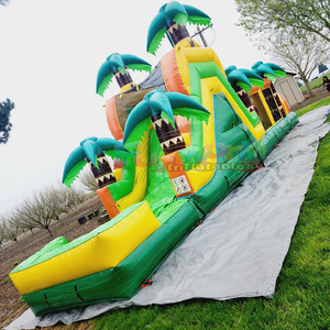 Pista de obstáculos inflable para niños, castillo inflable con tobogán, combo tropical, pista de obstáculos inflable con tobogán acuático - Product Image 2