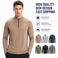 Haut de sport pour homme à manches longues, col montant, demi-zip, personnalisé, léger, respirant, pour la gym, la course, le fitness et l'entraînement