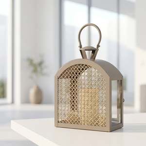 Latest <b>Rattan</b> Style Window Rectangle Shape Metal Candle <b>Lantern</b> for Home & Patio Decoration - Product Image 2