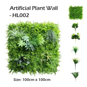 Panel Hijau Boxwood Buatan Plastik PE 100*100 Cm Dekorasi Dinding untuk Dekorasi Latar Belakang Luar Ruangan