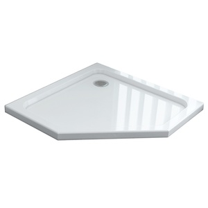 Bak Mandi Batu Buatan Pentagon dari Fiberglass untuk Hotel, Warna Putih, Alas Bak Mandi untuk Kamar Mandi - Product Image 1