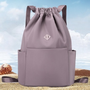 <b>Drawstring</b> <b>Backpack</b> Unisex Large Capacity Waterproof Polyester Gym Bag With Front Pocket Multiple Colors Available - Product Image 2