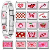 Pulsera de Acero Inoxidable Apilable, Modular y Multifuncional de la Serie Roja, Regalo Cristiano Creativo para Cumpleaños, Diseño DIY