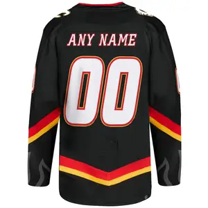 Kostenloser Versand Benutzer definierter Name & Nummer Eishockey Calgary 23 Backlund Gaudreau Monahan Lindholm Bestickte leichte Hemden