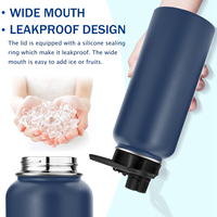 Bouteille d'eau personnalisée 32oz, isotherme pour boissons chaudes et froides, en acier inoxydable, avec paille et brosse