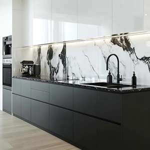 2025 Hot Selling Modern Black Lacquer Kitchen <b>Cabinet</b> Custom Modular Kitchen <b>Cabinets</b> <b>With</b> Sink Kitchen Furniture - Product Image 4
