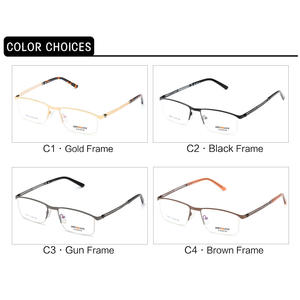 Monturas de Gafas Rectangulares Semi-Rimless para Hombre, Color Gris Jack, Lentes Planas SF9011, Diseño Cómodo - Product Image 3