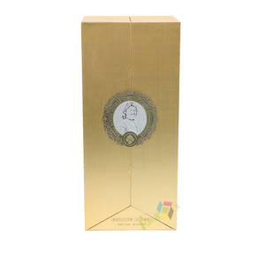 Boîte à vin de luxe en or mat avec logo personnalisé, matériaux recyclés écologiques, insert en <span class=keywords><strong>mousse</strong></span> noire et ruban - Product Image 1