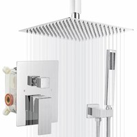 Mélangeur de pluie de salle de bain de luxe Ensemble combiné de douche à panneau de montage au plafond Système de douche dissimulé Pomme de douche à effet pluie avec poche