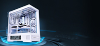 Boîtier d'ordinateur de jeu de bureau Aigo StellarSpark ATX Mid-Tower avec écran FHD 9,16 pouces en verre incurvé, prend en charge les cartes mères BTF et les GPU PC de la série 50