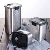 Jeux de canettes de cuisine en acier inoxydable, 3 pots de rangement avec couvercle Transparent, pour comptoir de cuisine