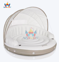 Île flottante gonflable avec auvent - Flotteur de piscine familial pour 6 personnes pour la fête aquatique estivale au lac/à la plage