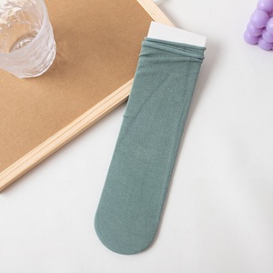 Women's 20-Color Slouch <b>Socks</b> Summer Thin Ice <b>Silk</b> Solid Color Mid-Calf Combed Cotton <b>Socks</b> - Product Image 6