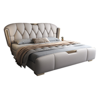 2025 Neues Modell Lederbett, Moderner Luxusstil, Geeignet für das Elternschlafzimmer mit Doppelten Weichen Kissen