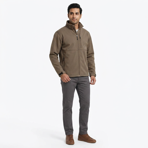 Finer Threads <b>Men's</b> Hooded Waterproof Softshell <b>Jacket</b> with Canvas Fabric and <b>Linen</b> Lining Vintage Style for Autumn - Product Image 1