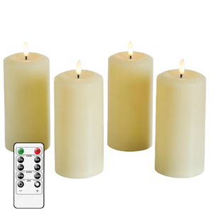 Remote Control LED Pillar <b>Candles</b> <b>Set</b>-Battery Operated Smokeless for Home Decoration Wedding Party & Christmas - Product Image 1