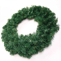 Linjie Blumenkranz 40cm, dicht, schlicht, aus Kunststoff, im amerikanischen Stil, Weihnachtskranz zum Aufhängen an der Tür, 50/60cm grüner Rankenring zum Selbermachen