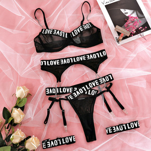 Set <span class=keywords><strong>Intimo</strong></span> Sexy a Tre Pezzi Senza Spalline con Scritta, <span class=keywords><strong>Abbigliamento</strong></span> <span class=keywords><strong>Intimo</strong></span> Personalizzato per Donne, Vestiti per Uso Speciale - Product Image 3