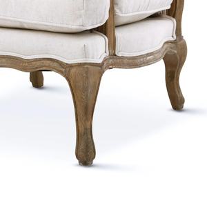 Fauteuil en bois de haute qualité en tissu français, canapé individuel pour salon - Product Image 6