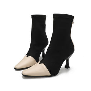 Botas de media pantorrilla ajustadas, modernas y versátiles para mujer, para otoño e invierno, con tacones gruesos. - Product Image 5