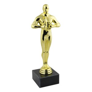 Trofeo in Cristallo Placcato Oro 23 cm, Statuetta con Design Stampato UV, Materiale Metallico - Product Image 1
