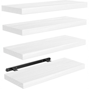 Wooden Floating <b>Shelf</b> Paulownia Carbonized Wall Mounted Rack 4 Layers Rectangle Multipurpose Durable Living Room Bedroom - Product Image 4