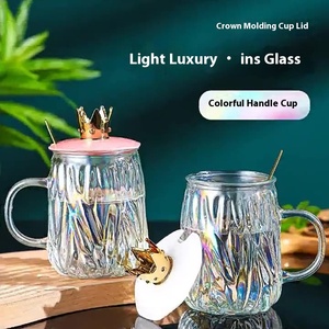 New vương miện văn phòng Mug với thủy tinh đầy màu sắc xử lý nhiệt đới muỗng Electroplated cốc cà phê khả năng chịu nhiệt và phá vỡ - Product Image 2