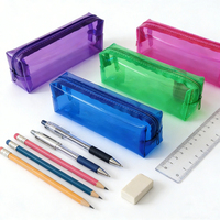Trousse à crayons en PVC souple, écologique, durable, multicolores, pour les élèves du collège, garçons et filles, étui à stylos transparent, découpe