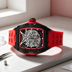 Montre automatique tonneau pour hommes, mouvement Miyota 82S0, bracelet en Silicone étanche à 50M, sport - Product Image 2